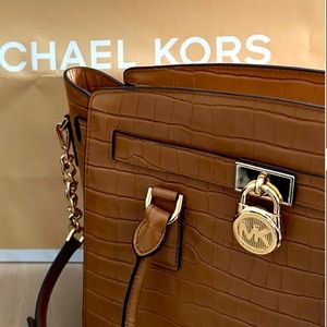 MICHAEL KORS STUDIO NEW WITH TAGS HAMILTON HANDBAG IN ACORN LEATHER